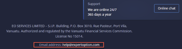 ExpertOption contact email