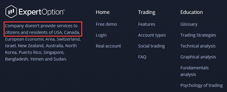 ExpertOption why not allow traders from USA