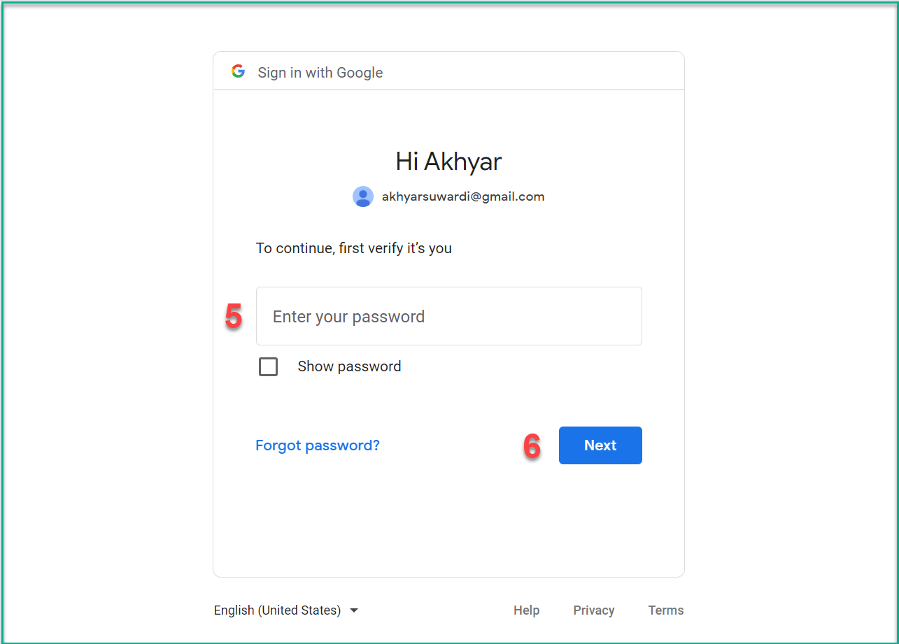 ExpertOption Geben Sie das Google-Passwort ein