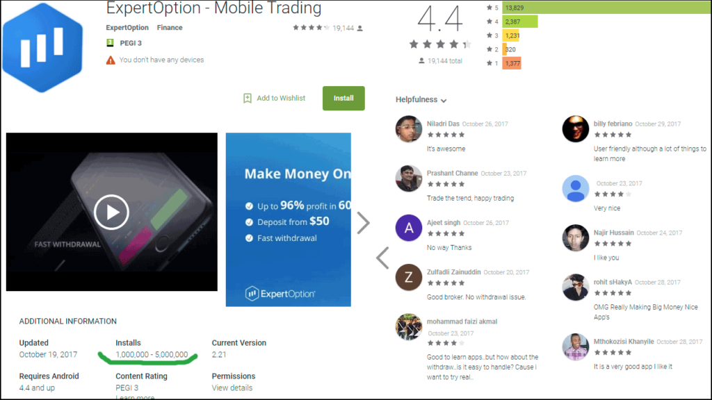 مراجعة تعليقات ExpertOption على Google Play واختبار الثقة